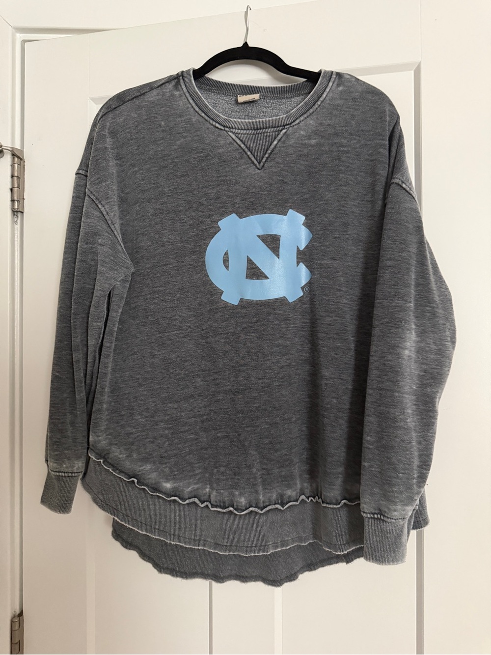 Gray Crewneck Sweatshirt with Light Blue Logo - Men